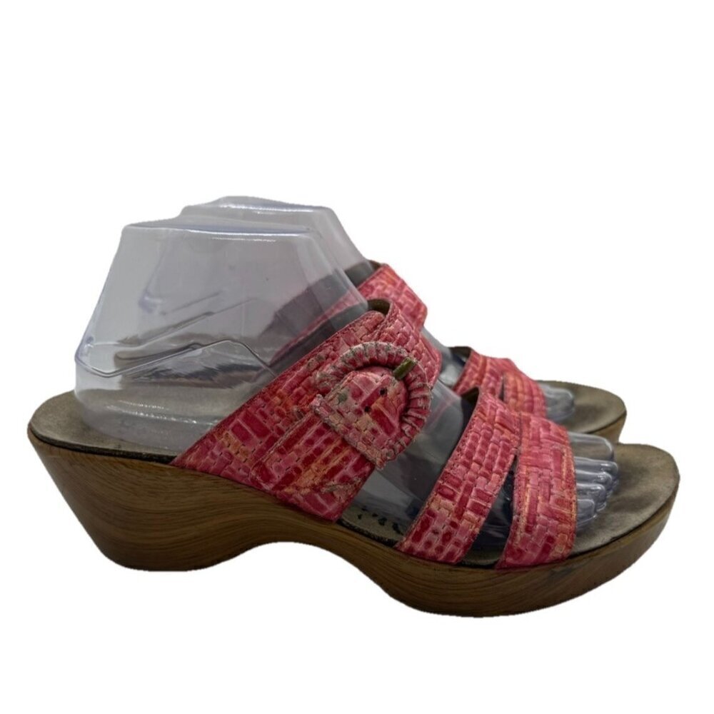 Abeo BioSystem Dorin Women's 9 N Red Wedge Slide Sandals Textured Leather Clogs